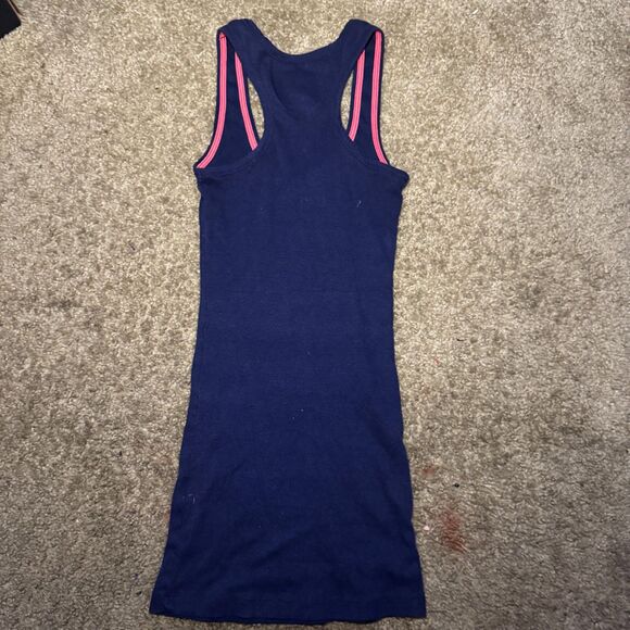 Size Small Navy and Pink Y2K Style Long Tank Top - Picture 2 of 4
